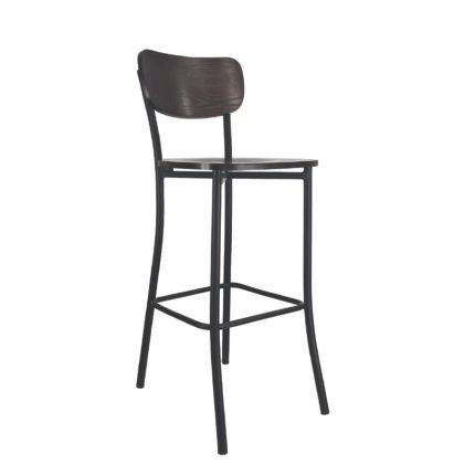 TH-371 Wood and Black Metal Bar Stools