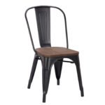 TH-138BW Black Metal Chairs With Wood Seat