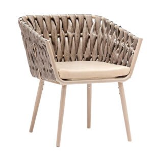 TH-512O Metal Aluminum Rope Woven Dining Garden Rope Weaving Dining Chair