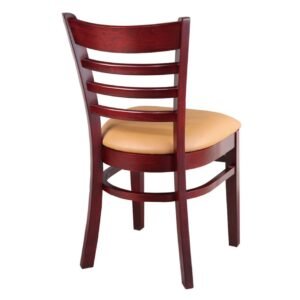 TH 126M Ladder Back Wood Restaurant Chairs yellow cushion BACK
