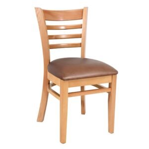 TH 126N Wooden Ladder Back Restaurant Chairs khaki cushion side