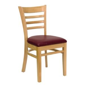 TH 126N Wooden Ladder Back Restaurant Chairs red cushion front